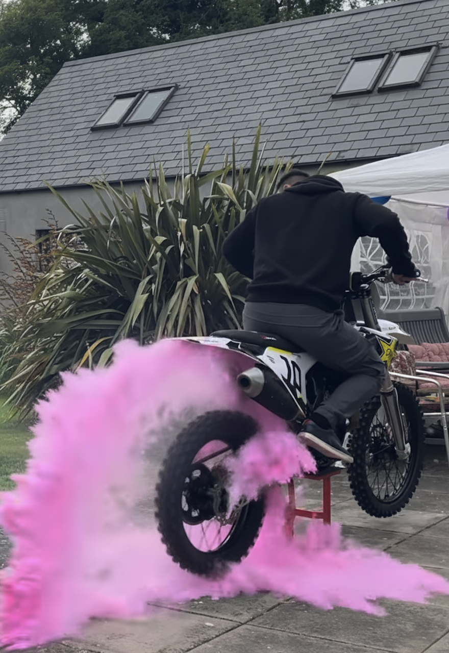 Gender-reveal-moto-burn